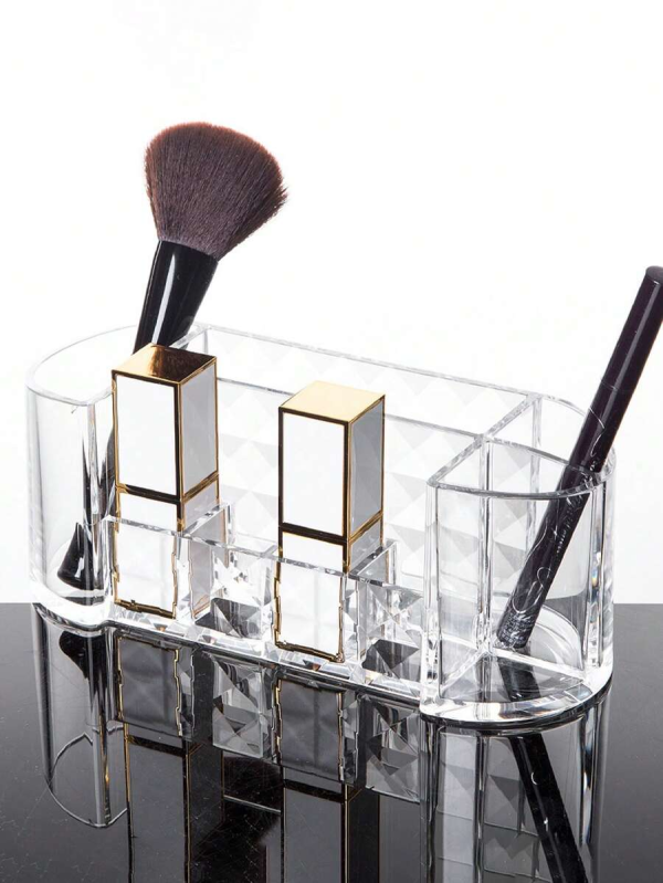 1 Pc Acrylic Transparent Makeup Organizer Storage Box Lipstick Makeup Brush Cosmetic Display Storage Rack Makeup Brush Organizer